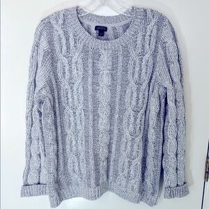 J. Jill Gray Cable Knit Cotton blend Sweater, Wearever Collection, size M